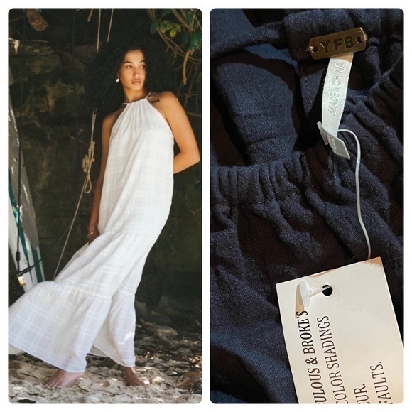 Young Fabulous & Broke Dresses & Skirts - NWT Young Fabulous & Broke Navy Tiered Emma Maxi Dress Oversized
